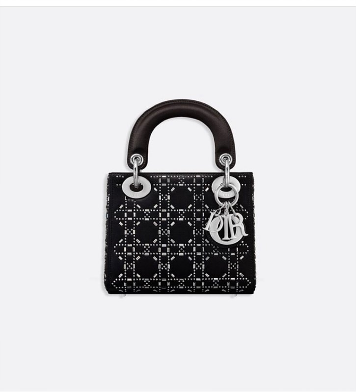 디올 Lady Dior 미니 백 / 라인스톤 블랙 [매장가750만원대]