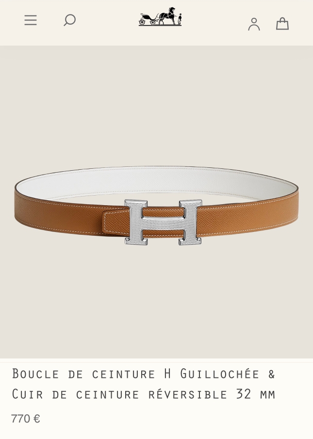 에르메스 Hermes H GUILLOCHEE 양면 벨트 32mm 리버시블 벨트 / 3컬러 [매장가 173만원대]